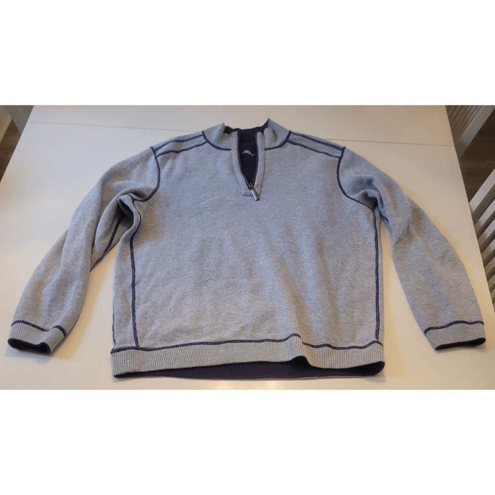 Tommy Bahama Reversible Half Zip Pullover Sweater GREY And Purple Size‎ M